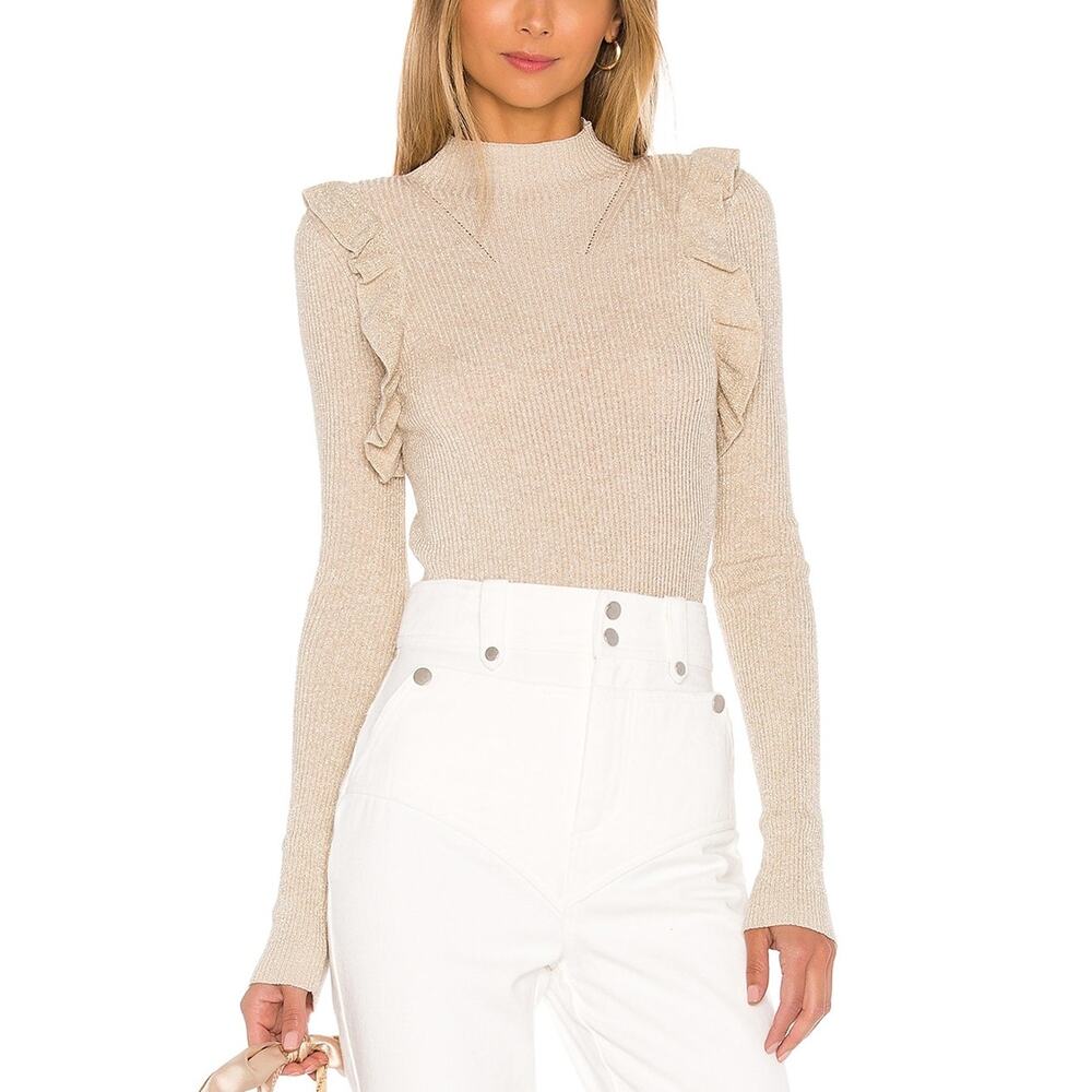 Majorelle Ruffled Beige Annie Sweater Size XS